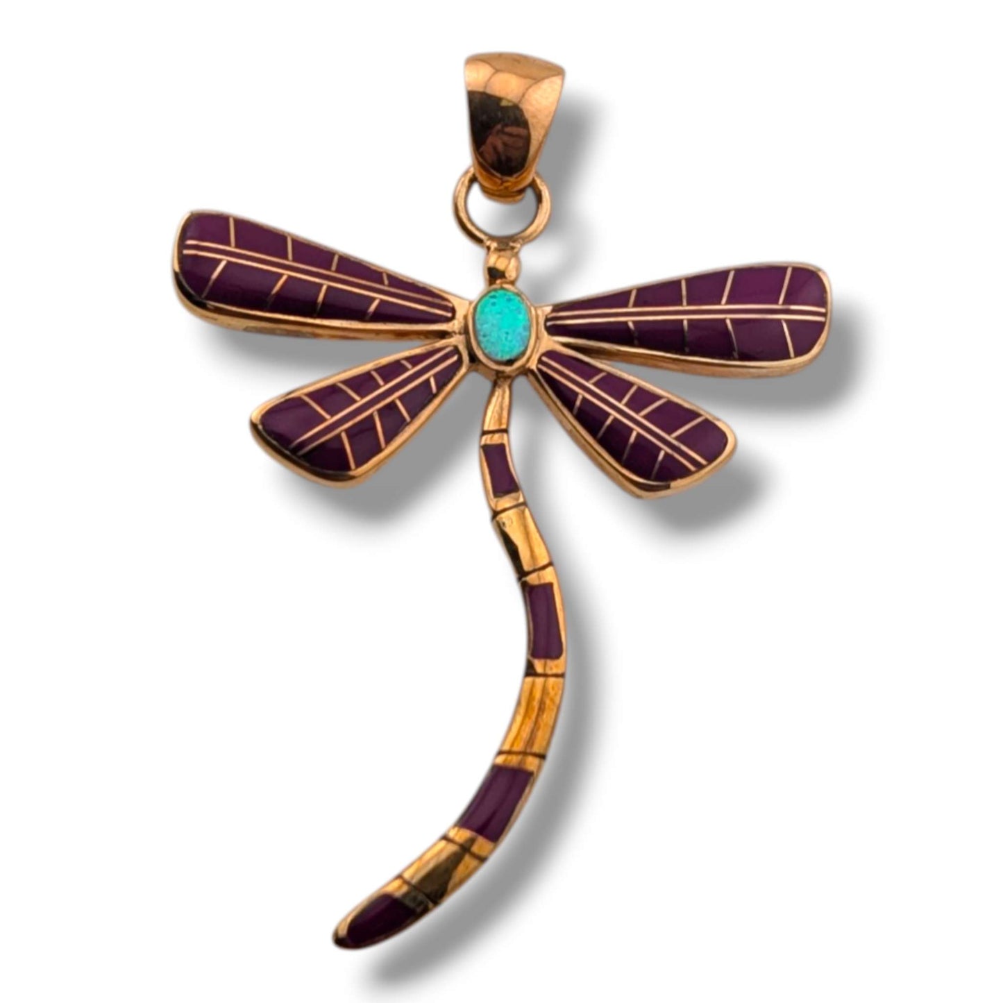 Bronze Inlay Dragonfly Pendant