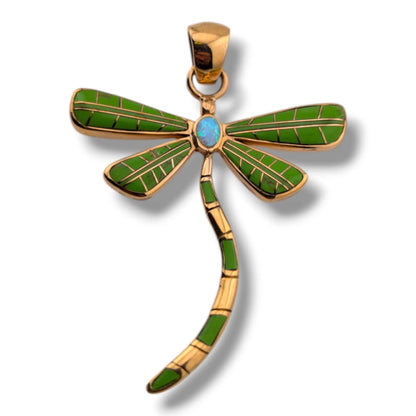 Bronze Inlay Dragonfly Pendant