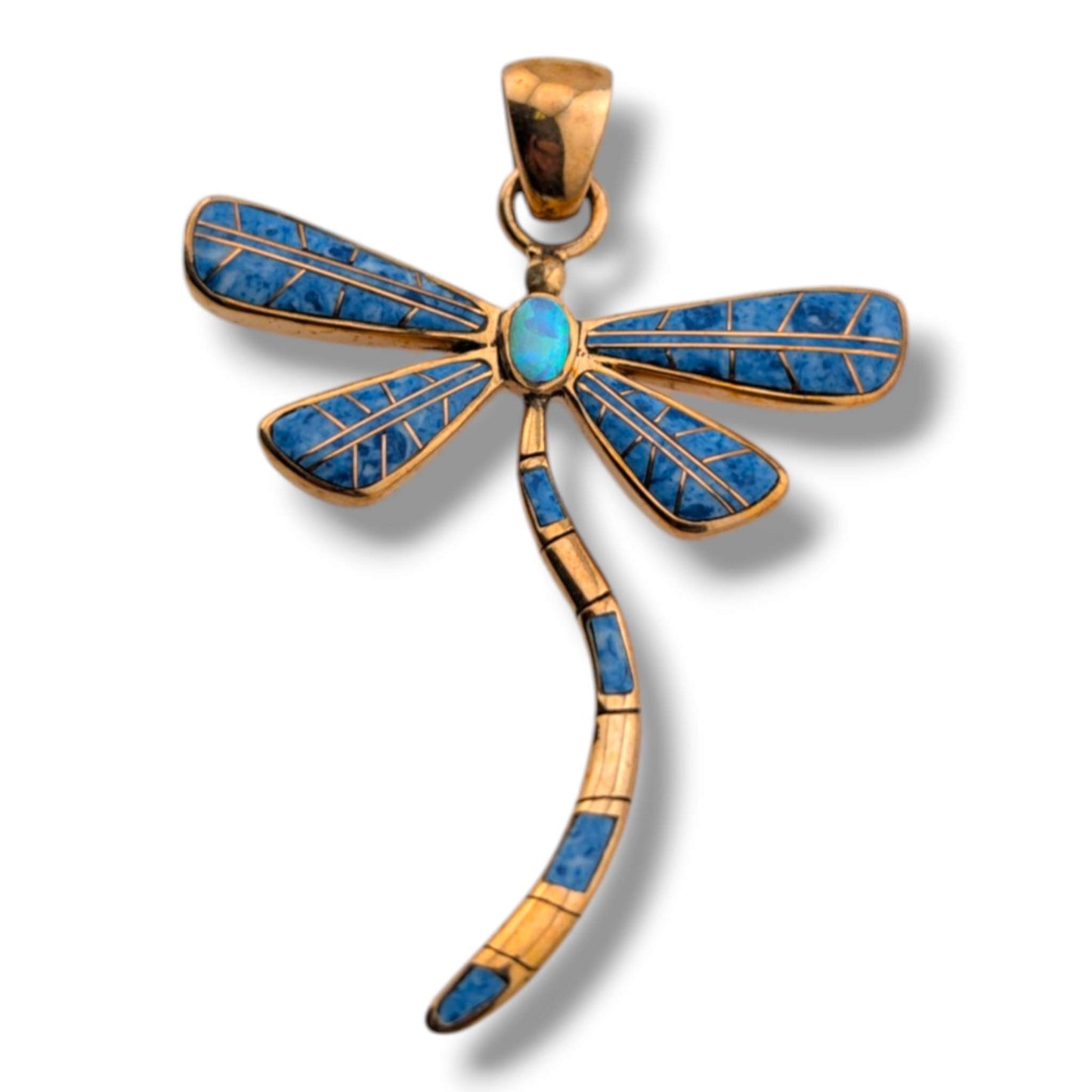 Bronze Inlay Dragonfly Pendant