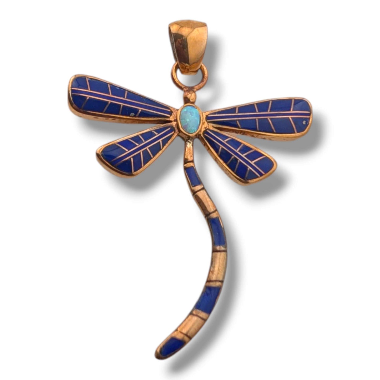 Bronze Inlay Dragonfly Pendant