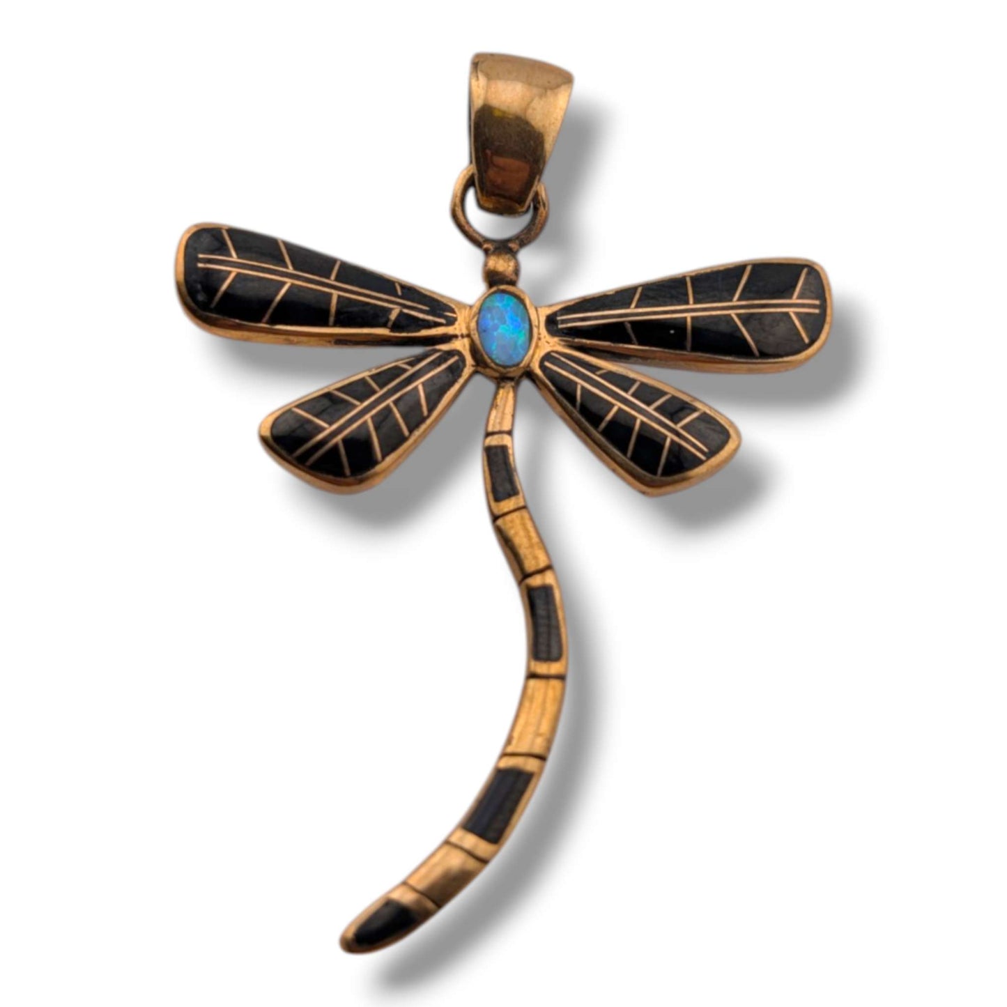Bronze Inlay Dragonfly Pendant