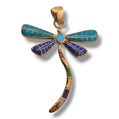 Bronze Inlay Dragonfly Pendant