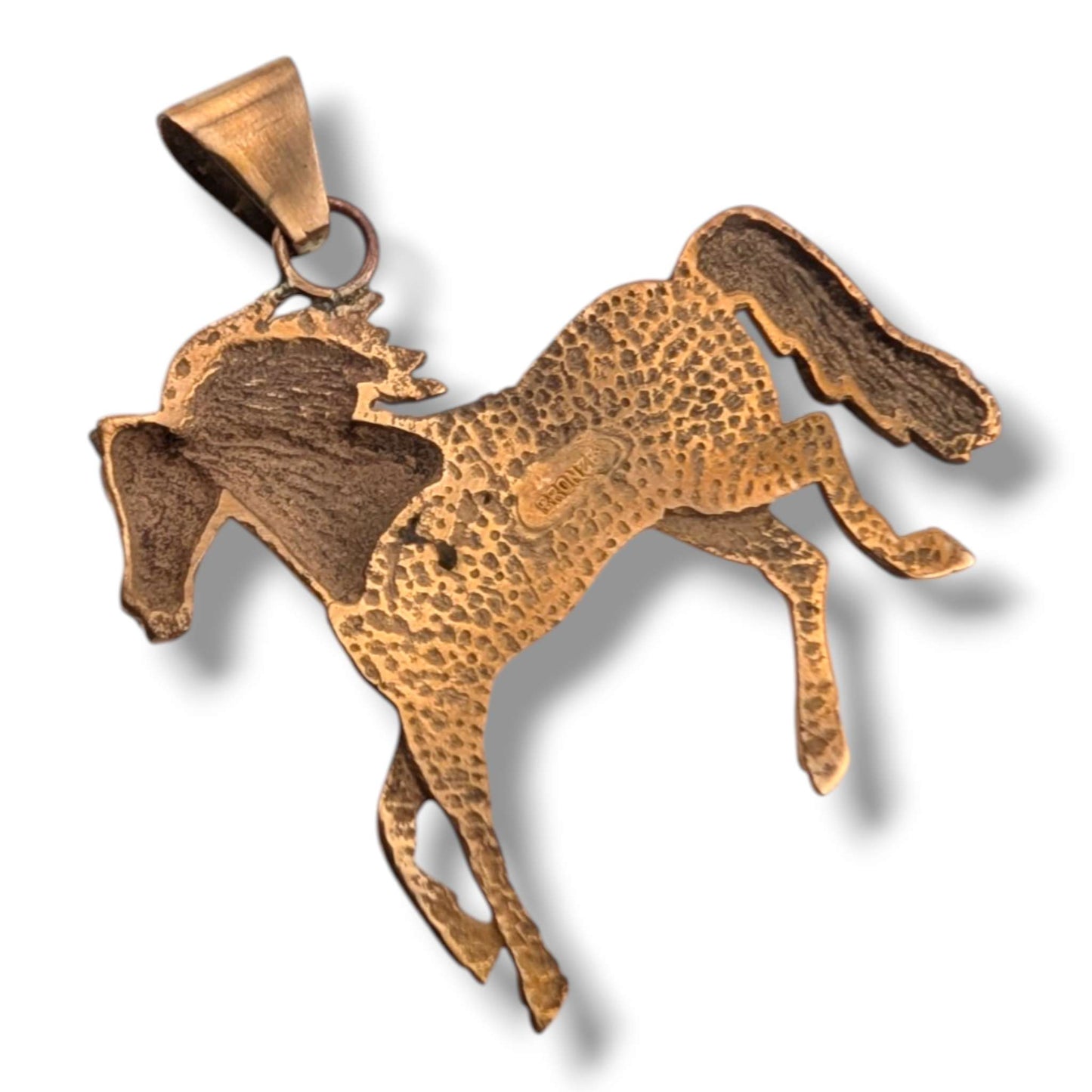 Bronze Inlay Large Running Horse Pendant
