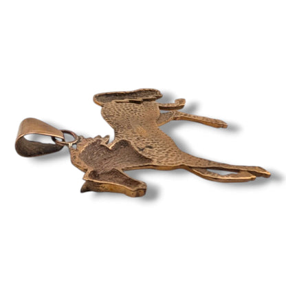 Bronze Inlay Large Running Horse Pendant