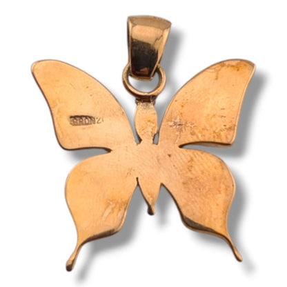 Bronze Inlay Opal Butterfly Pendant