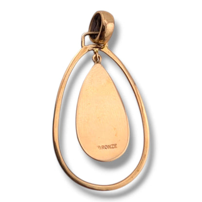 Bronze Inlay Opal Hollow Teardrop Pendant