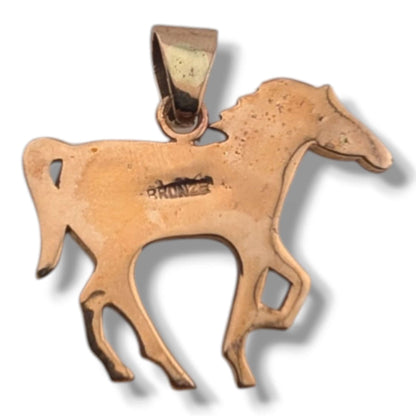 Bronze Inlay Opal Horse Pendant