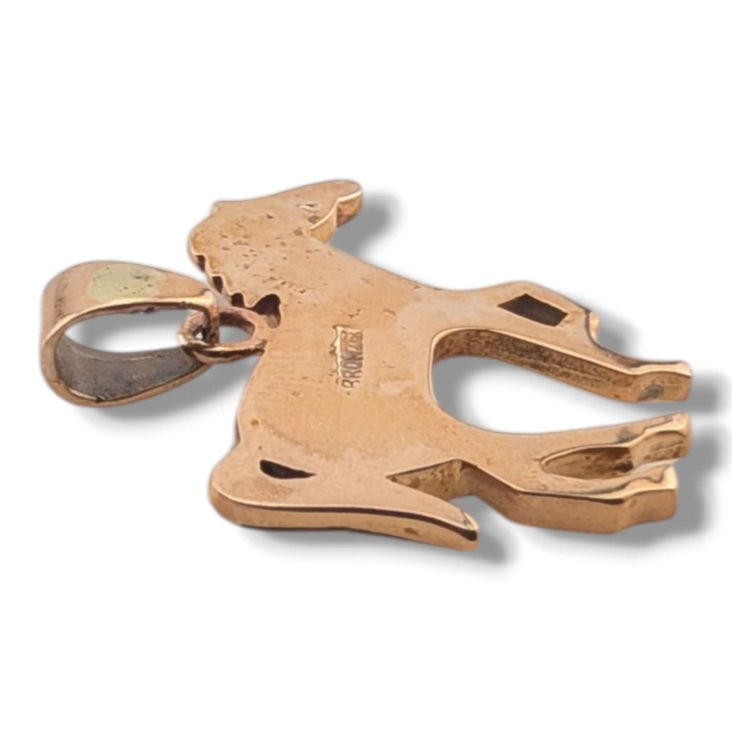 Bronze Inlay Opal Horse Pendant
