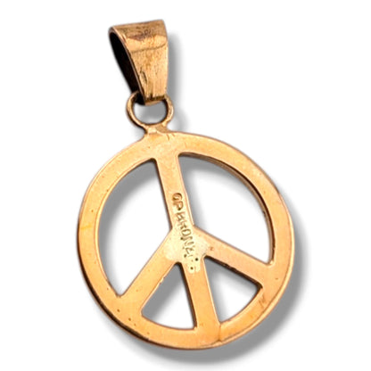 Bronze Inlay Opal Peace Sign Pendant