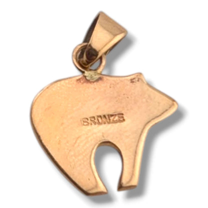 Bronze Inlay Bear Amulet Pendant