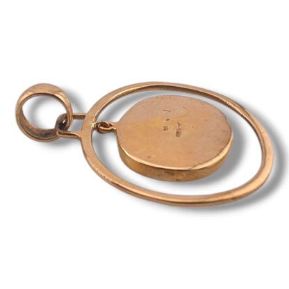 Bronze Geometric Inlay Oval Hoop Pendant