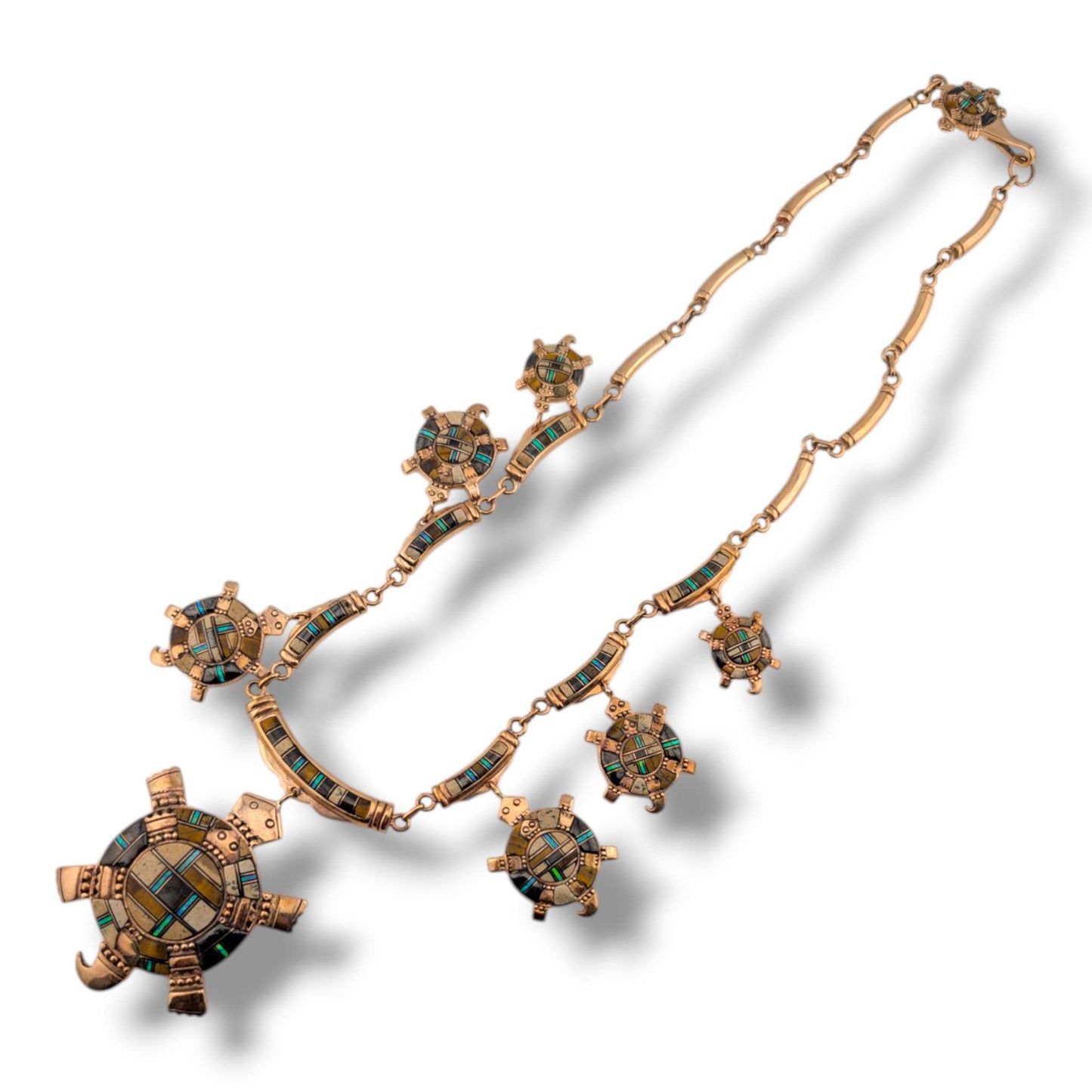 Bronze Inlay Turtle Necklace and Earrings Set