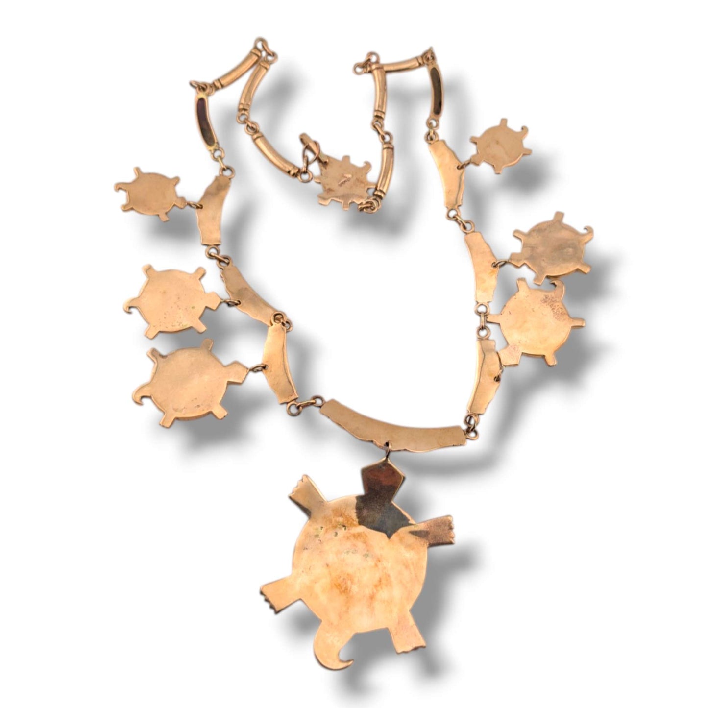 Bronze Inlay Turtle Necklace and Earrings Set