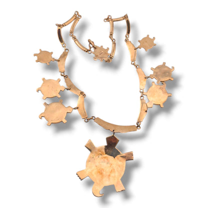 Bronze Inlay Turtle Necklace and Earrings Set