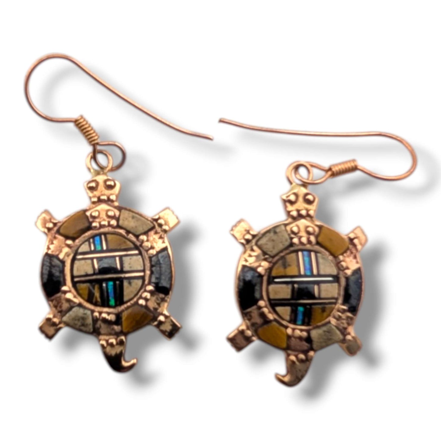 Bronze Inlay Turtle Necklace and Earrings Set