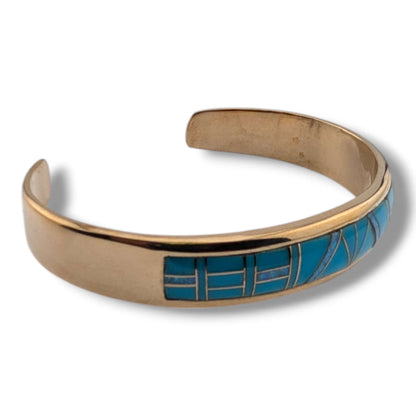 Bronze Inlay Stone Open Cuff Bracelet