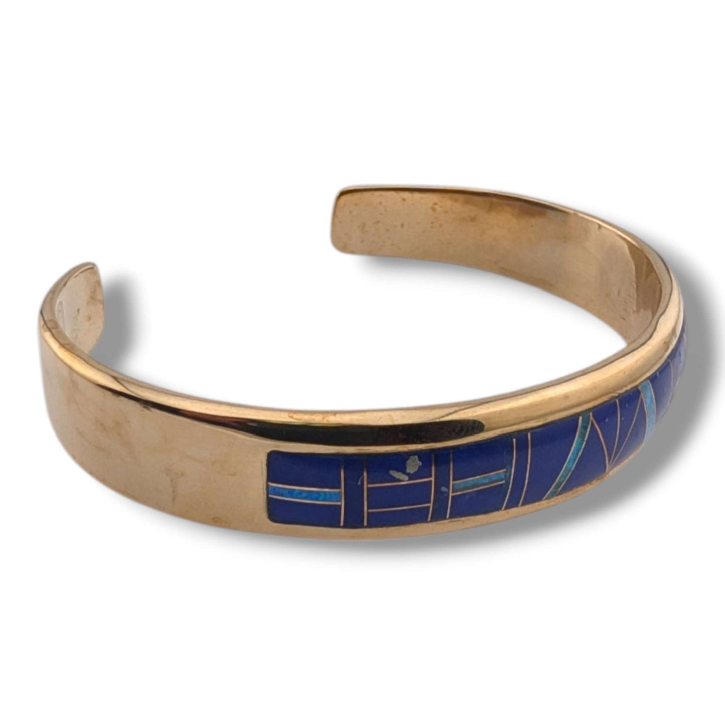 Bronze Inlay Stone Open Cuff Bracelet