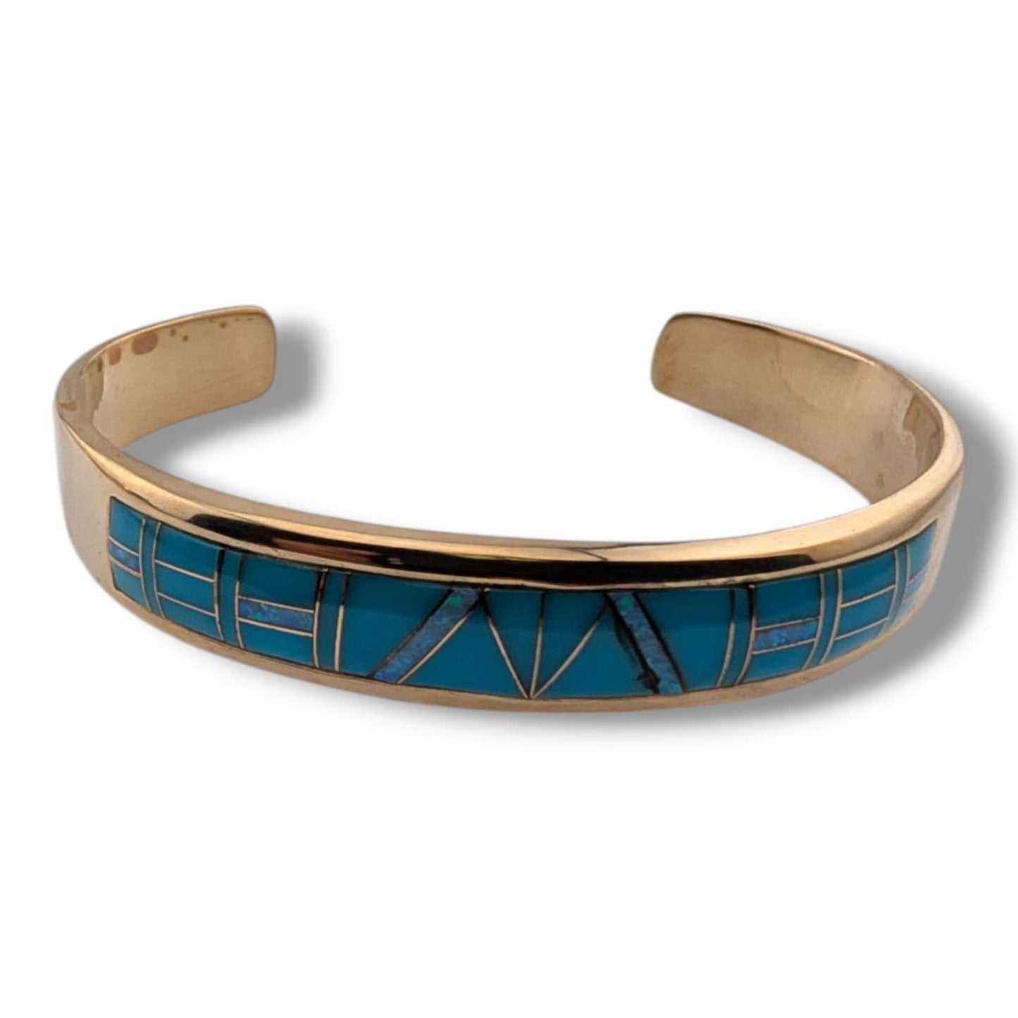 Bronze Inlay Stone Open Cuff Bracelet