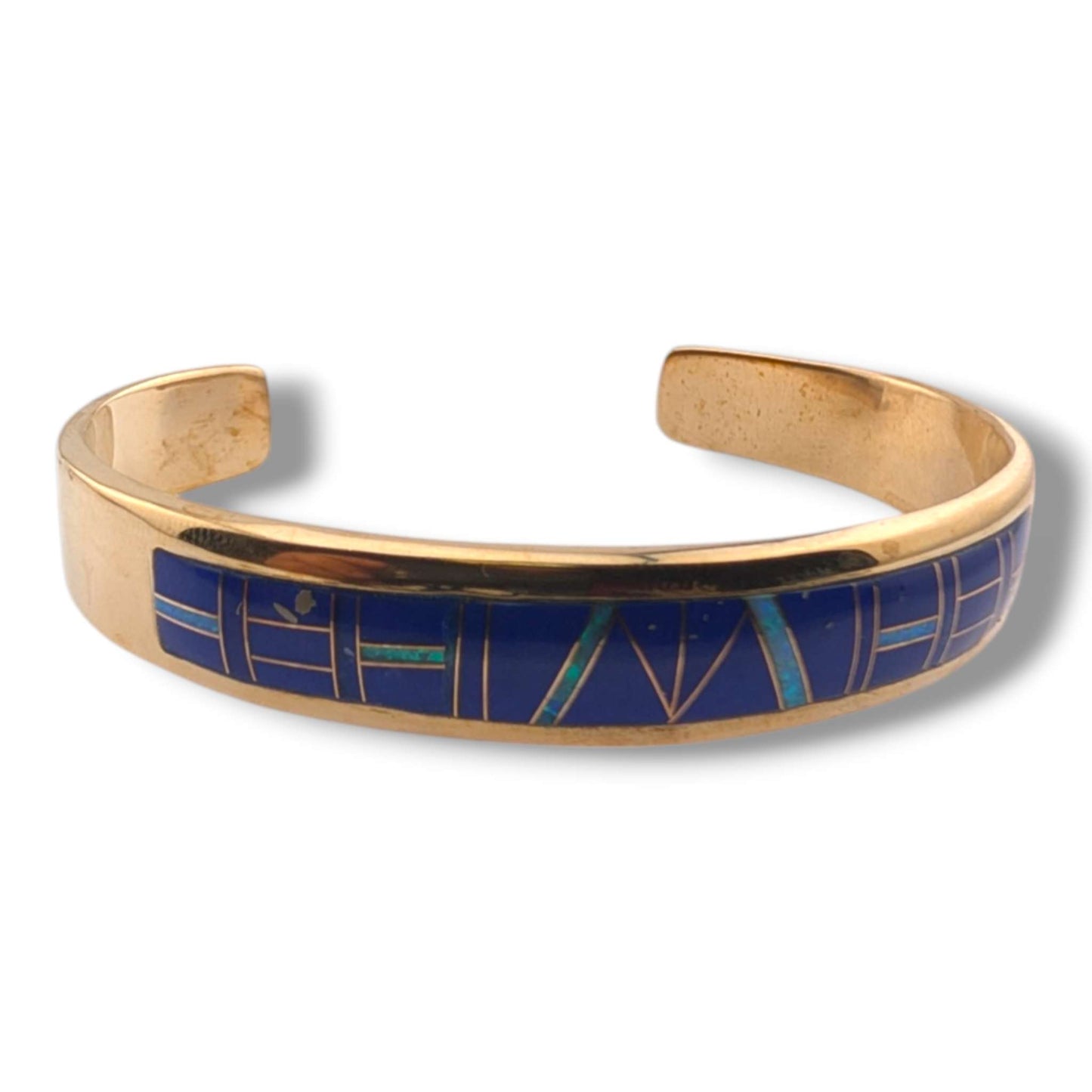 Bronze Inlay Stone Open Cuff Bracelet