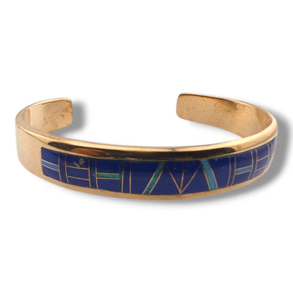 Bronze Inlay Stone Open Cuff Bracelet