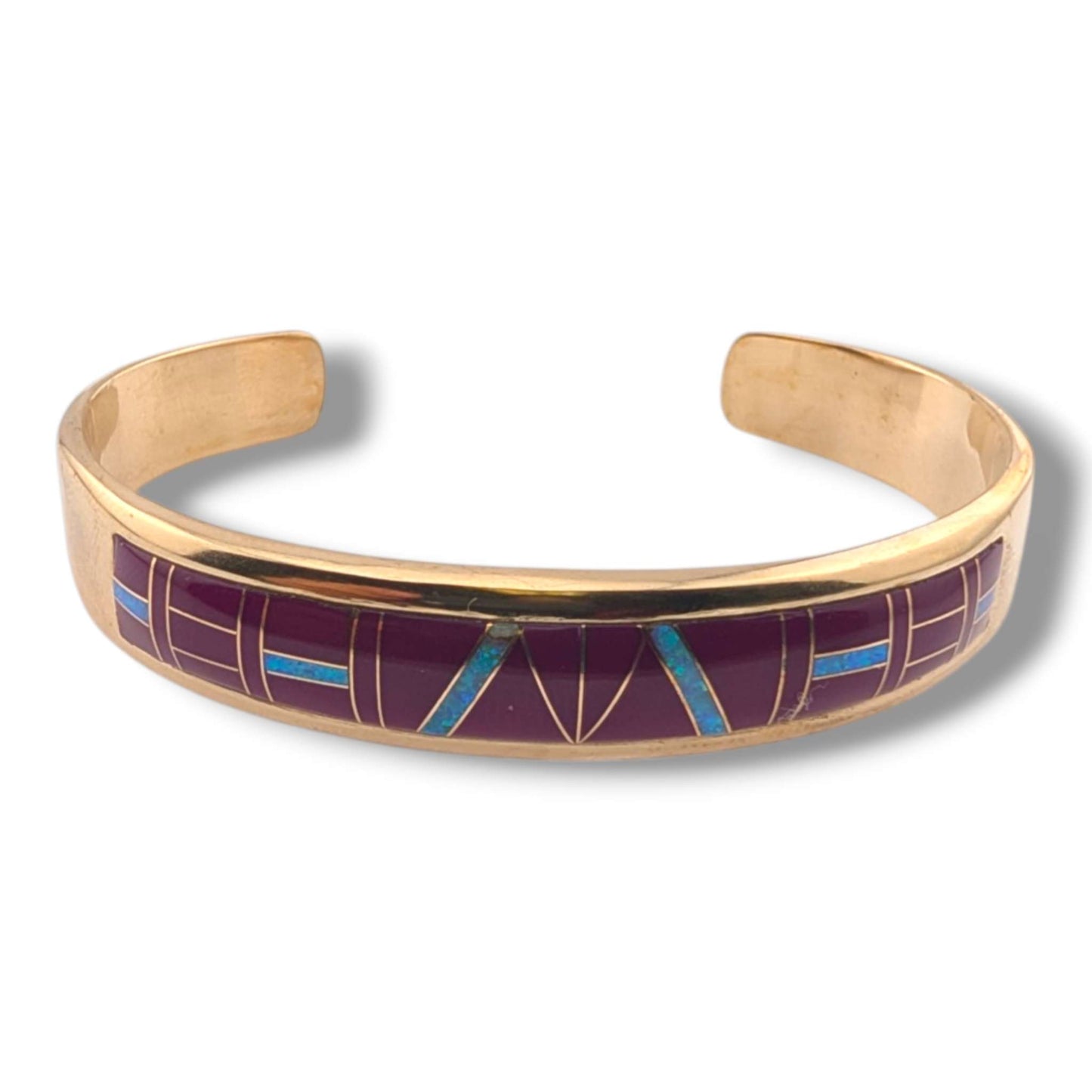 Bronze Inlay Stone Open Cuff Bracelet