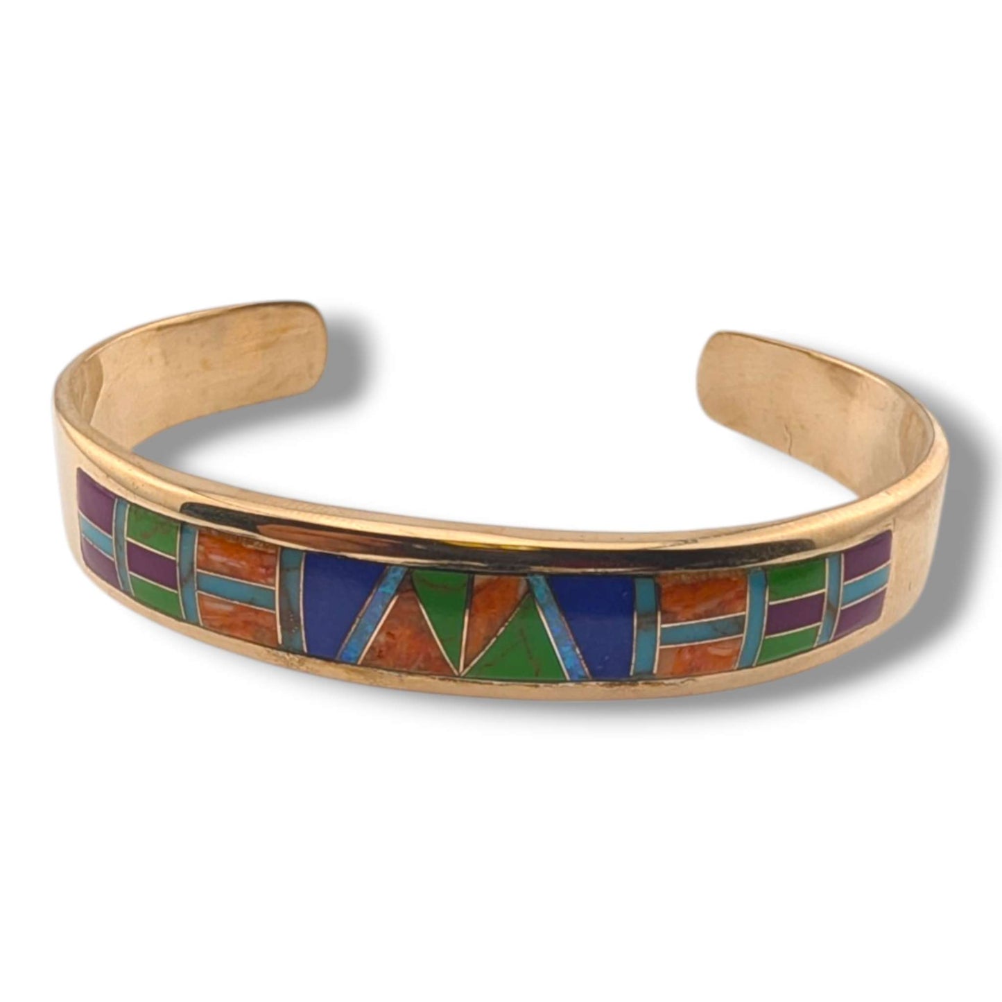 Bronze Inlay Stone Open Cuff Bracelet