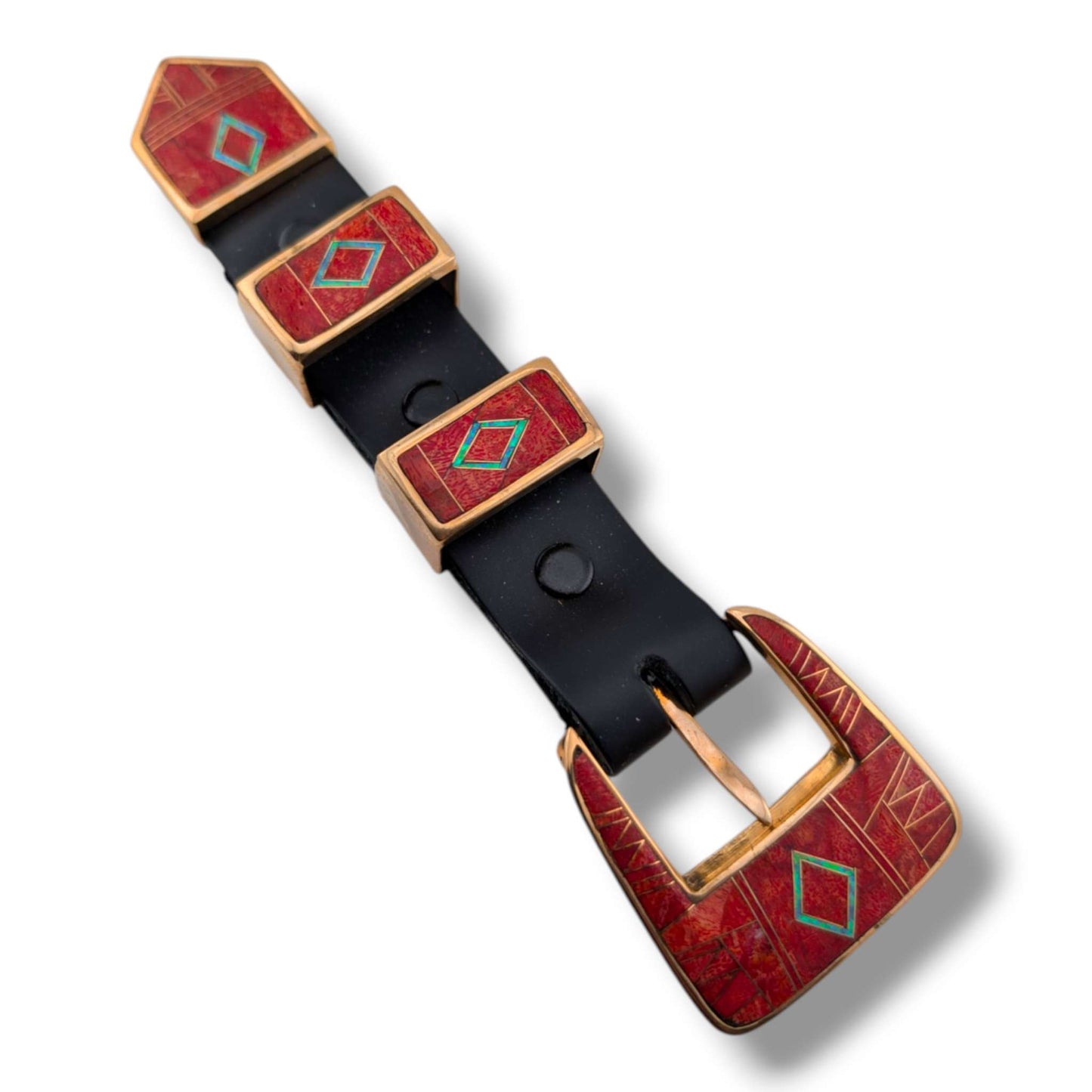 Bronze Inlay Stone Ranger 4-Piece Belt Buckle Set