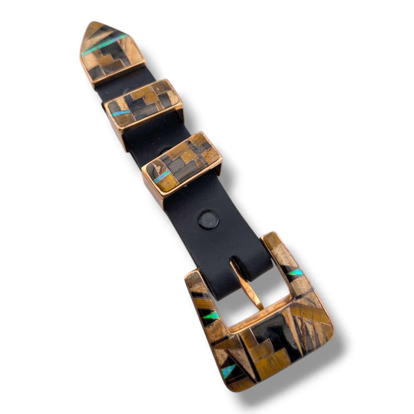 Bronze Inlay Stone Ranger 4-Piece Belt Buckle Set