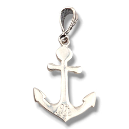 Sterling Silver Inlay Stone Anchor Pendant
