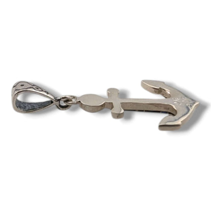 Sterling Silver Inlay Stone Anchor Pendant