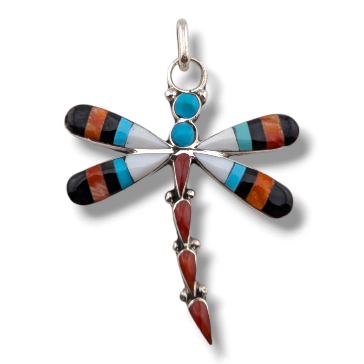 Zuni Sterling Silver Dragonfly Pendant by Angus Ahiyite