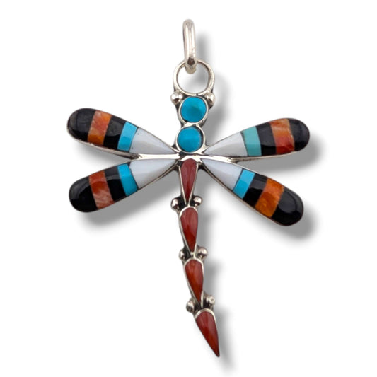 Zuni Sterling Silver Dragonfly Pendant by Angus Ahiyite