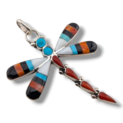 Zuni Sterling Silver Dragonfly Pendant by Angus Ahiyite