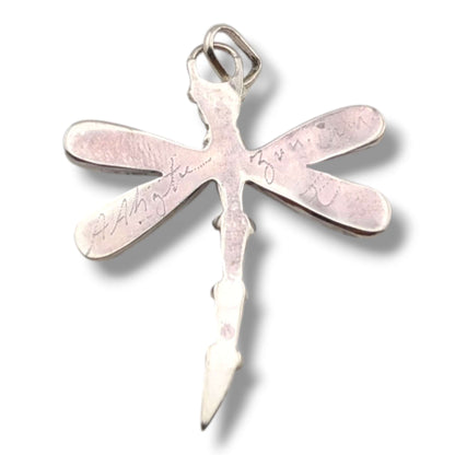 Zuni Sterling Silver Dragonfly Pendant by Angus Ahiyite