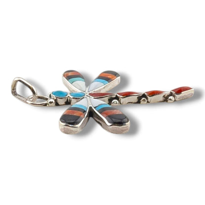 Zuni Sterling Silver Dragonfly Pendant by Angus Ahiyite