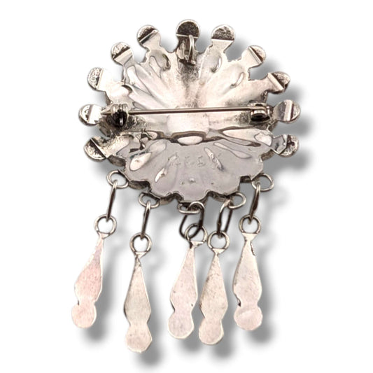 Zuni Sterling Silver Sunface Pin and Pendant by Abel Soseeah