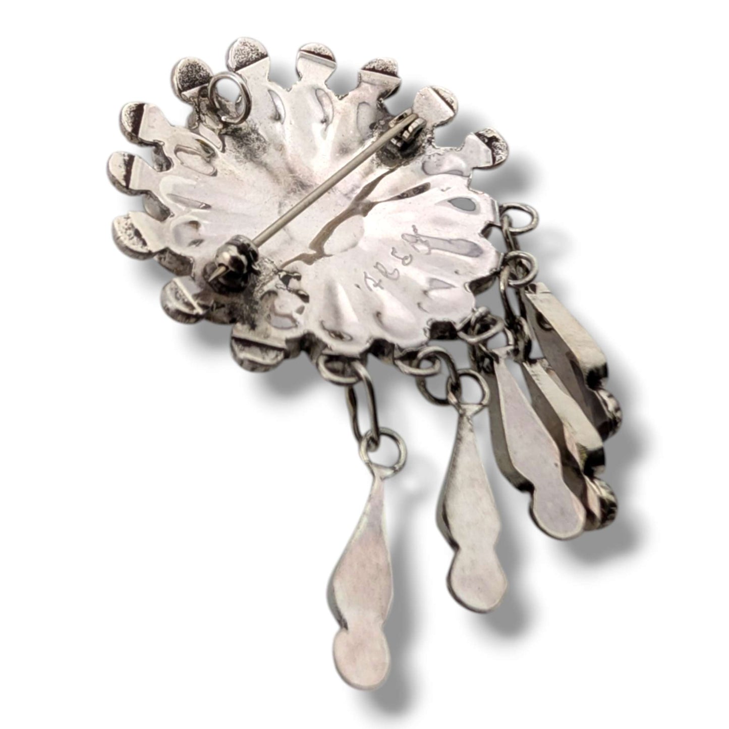 Zuni Sterling Silver Sunface Pin and Pendant by Abel Soseeah