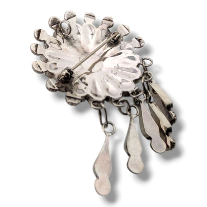 Zuni Sterling Silver Sunface Pin and Pendant by Abel Soseeah