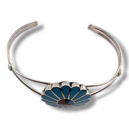 Zuni Sterling Silver Sunface Cuff Bracelet by Burdian Soseeah