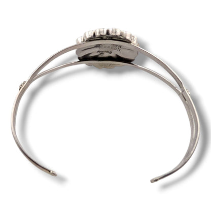 Zuni Sterling Silver Sunface Cuff Bracelet by Burdian Soseeah