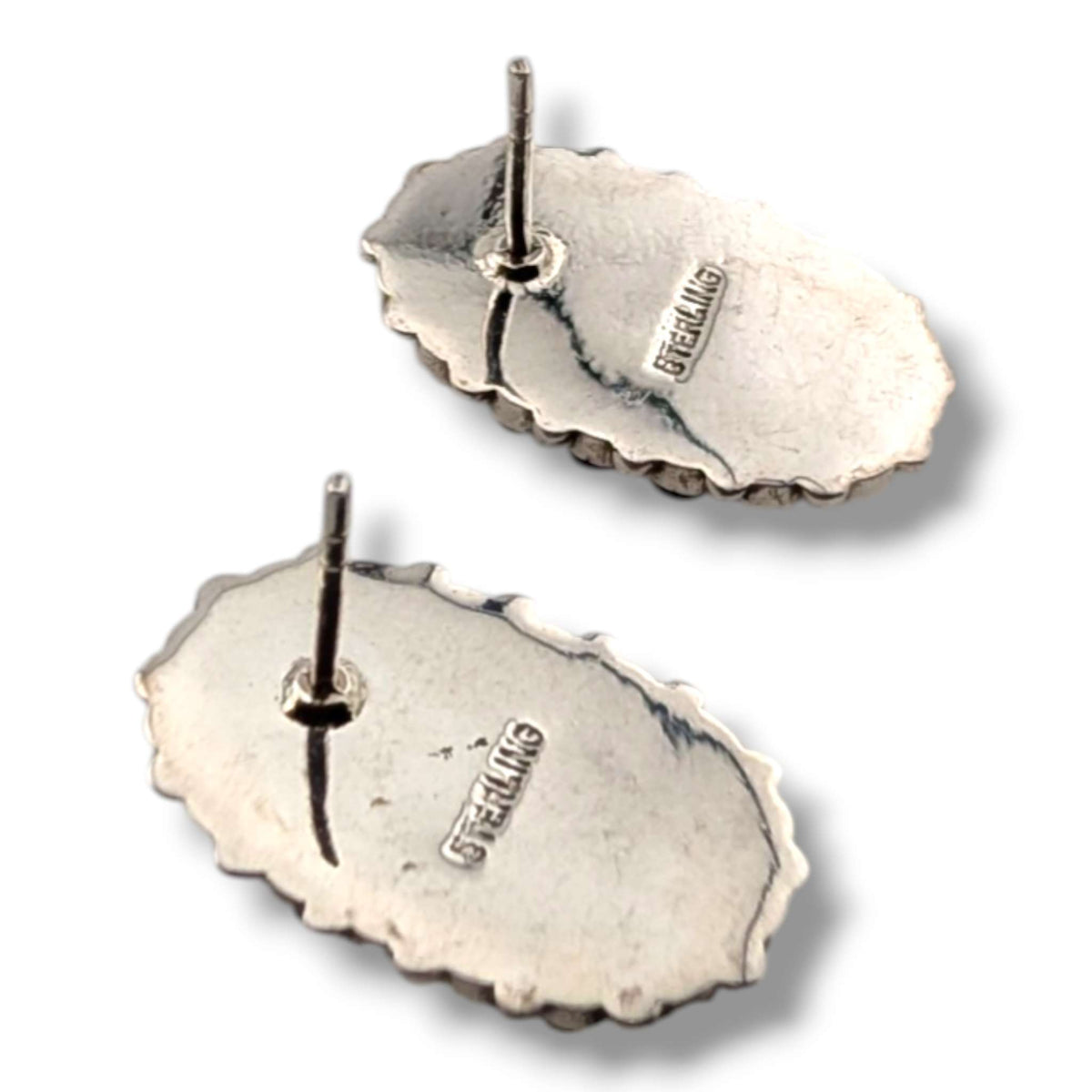 Sterling Silver Oval Opal Cluster Post Earrings by OP - SunWest Treasures
