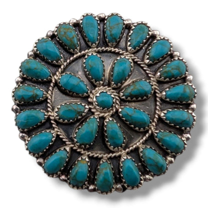 Navajo Sterling Silver Turquoise Cluster Round Post Earrings by Orville Manygoats - SunWest Treasures
