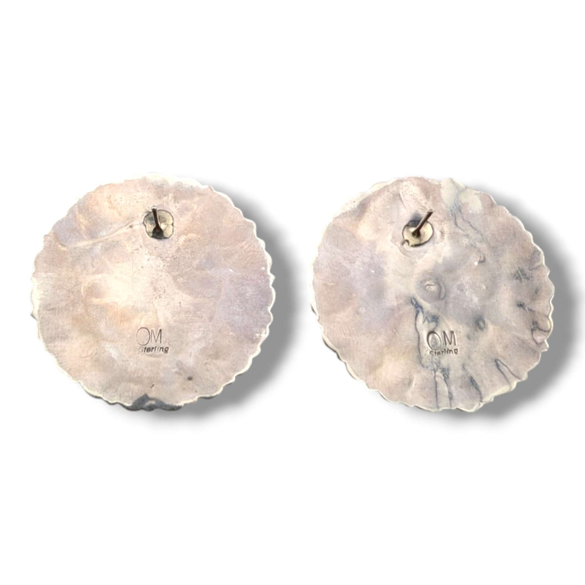 Navajo Sterling Silver Turquoise Cluster Round Post Earrings by Orville Manygoats - SunWest Treasures