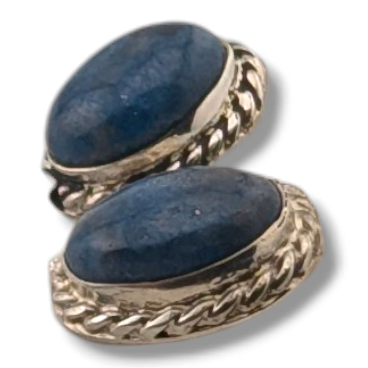 Sterling Silver Denim Lapis Oval Post Earrings