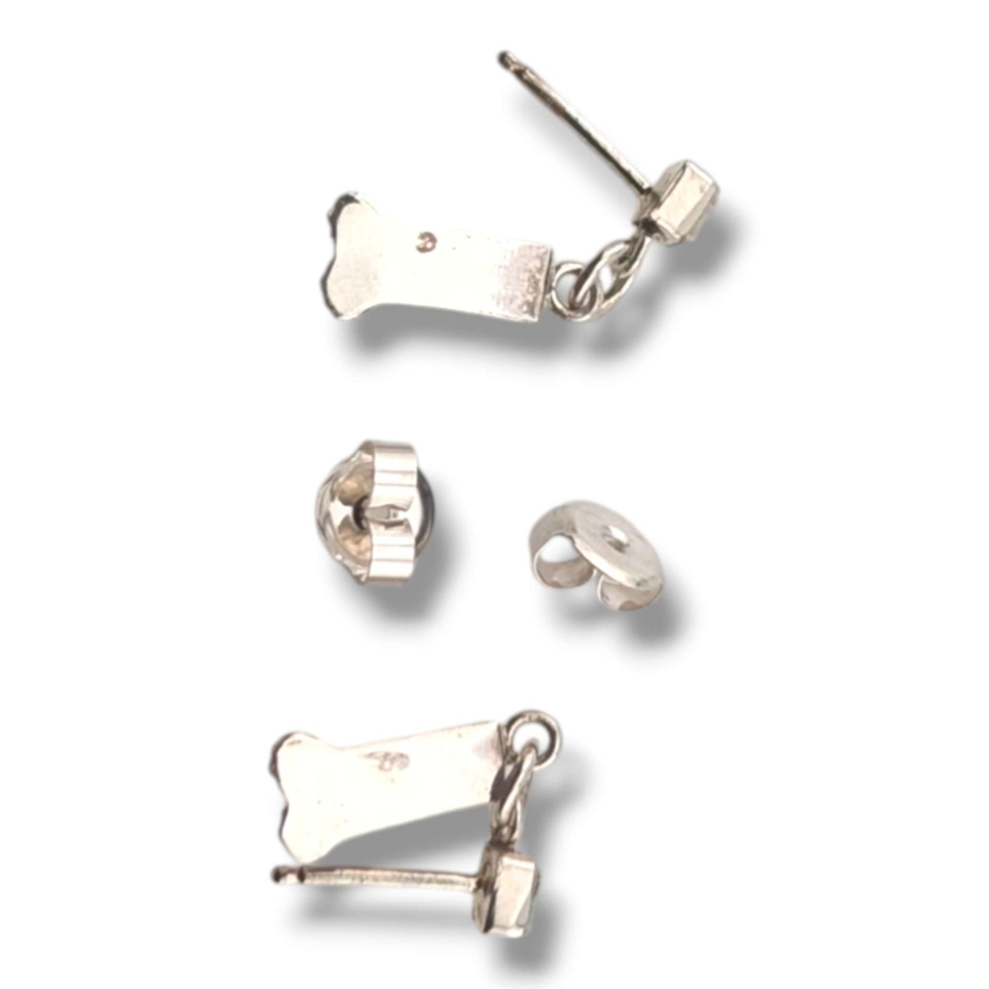 Sterling Silver White Opal Square and Bar Dangle Post Earrings
