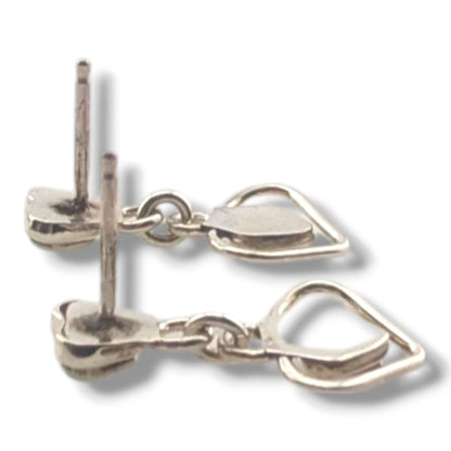 Sterling Silver Double Heart Dangle Post Earrings