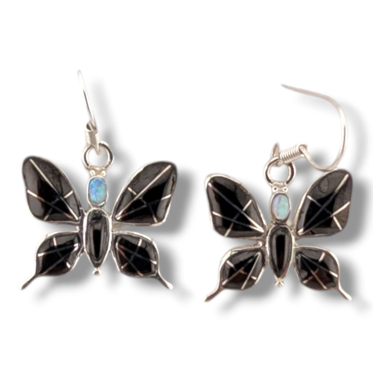 Sterling Silver Butterfly Inlay Hook Earrings by OP