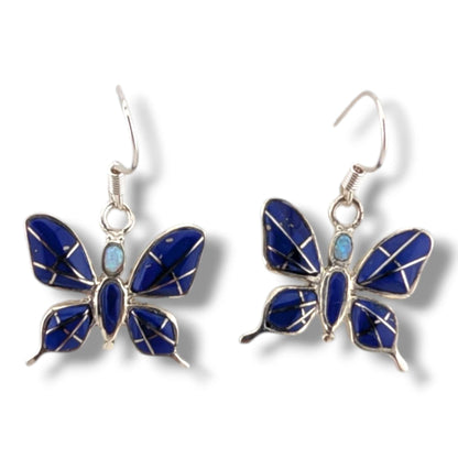 Sterling Silver Butterfly Inlay Hook Earrings by OP