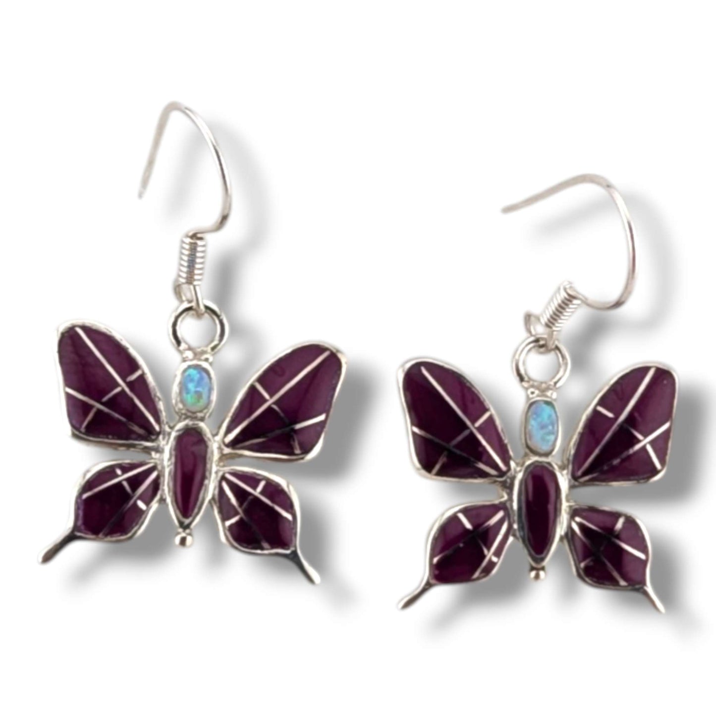 Sterling Silver Butterfly Inlay Hook Earrings by OP