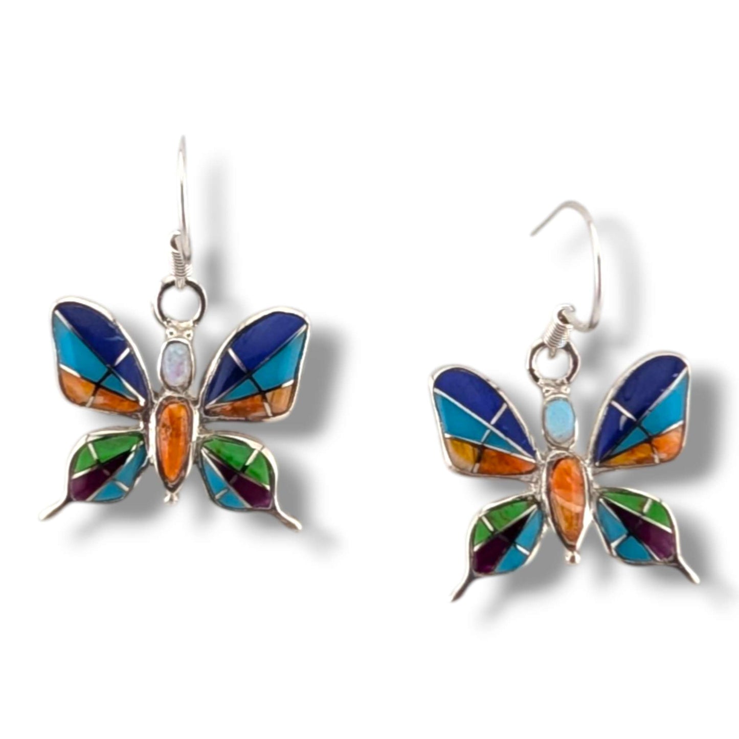 Sterling Silver Butterfly Inlay Hook Earrings by OP